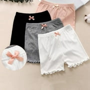 Bueautybox Girls' Cotton Lace Briefs Kids Girl Solid Color Soft Elastic Safety Shorts Underpants